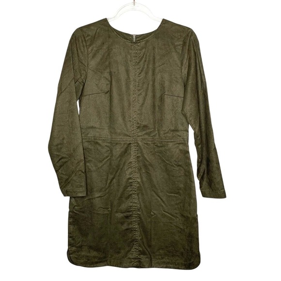 Divided Dresses & Skirts - Divided H&M Dress Women 12 Hunter Green Suede Long Sleeve Metal Zipper Back